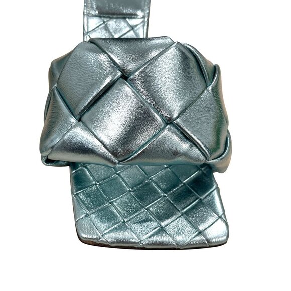 New Bottega Veneta $1500 Lido Icy Moon Blue Quilted Leather Heeled Mule Shoes 38 - Picture 5 of 12